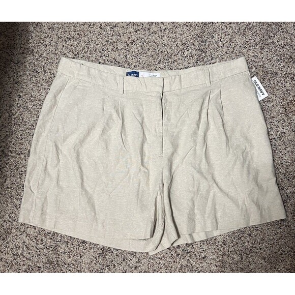 NWT Old Navy Women extra high-rise Taylor adjustable waist Shorts XL linen blend - Picture 1 of 9